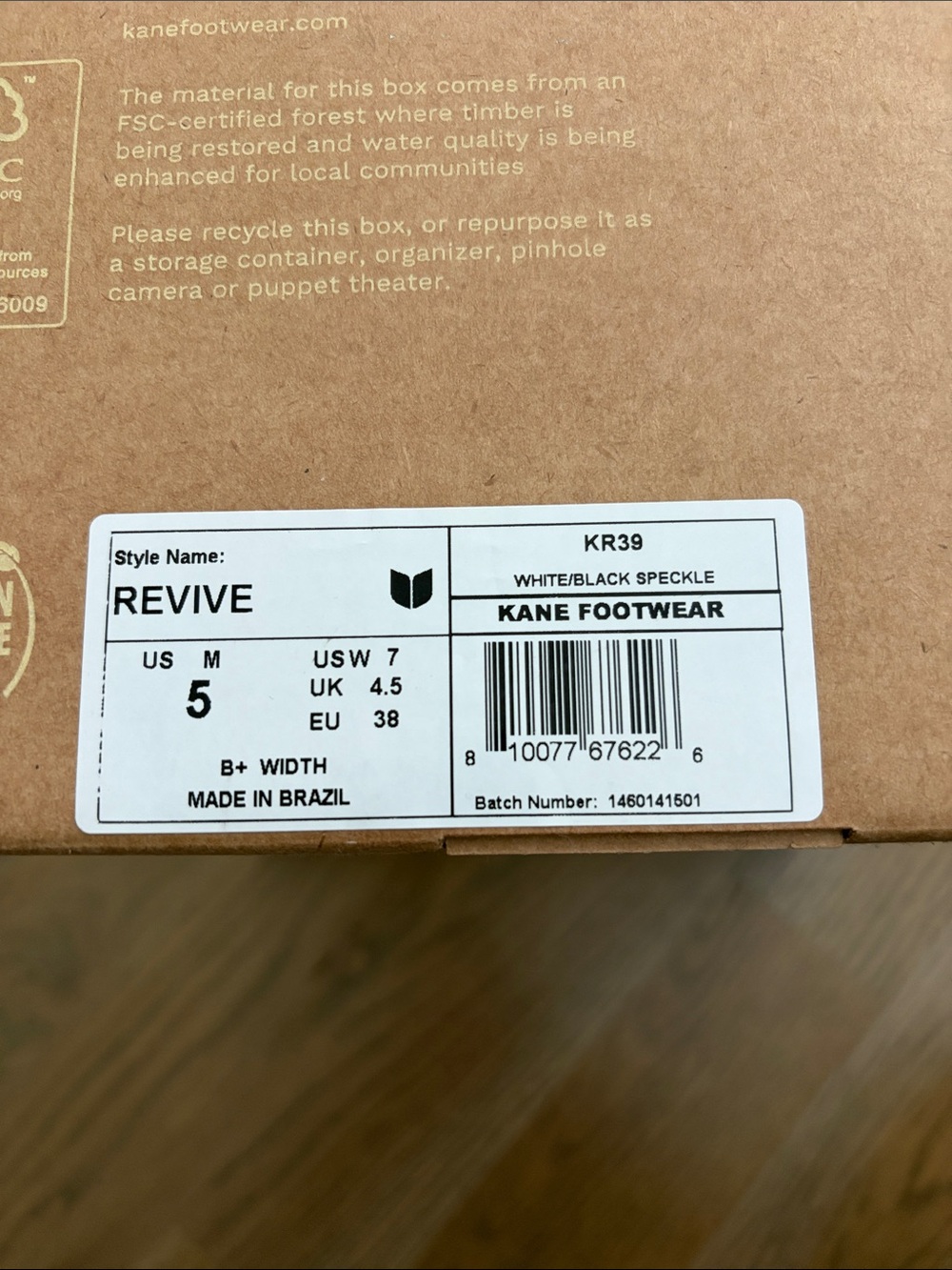 Kane Footwear Kids' Revive Sneakers - White with Black Speckle